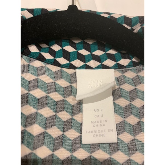 H&M green geometric print midi dress size 2 - Picture 5 of 5